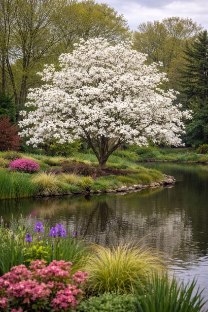 Магнолія оголена Дабл Діамонд в ландшафті